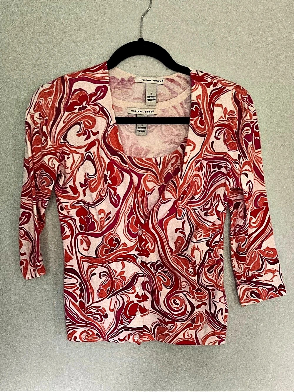 Jillian Jones Abstract Print Top Set in Red & Pink